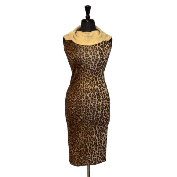 C0 Auth DOLCE & GABBANA Leopard Print Gold Lurex Top & Skirt Suit Set Size 28/42 - Picture 2 of 7